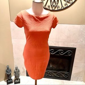Arden B Open Back Textured Short Sleeve Soft Orange Dress SZ XS